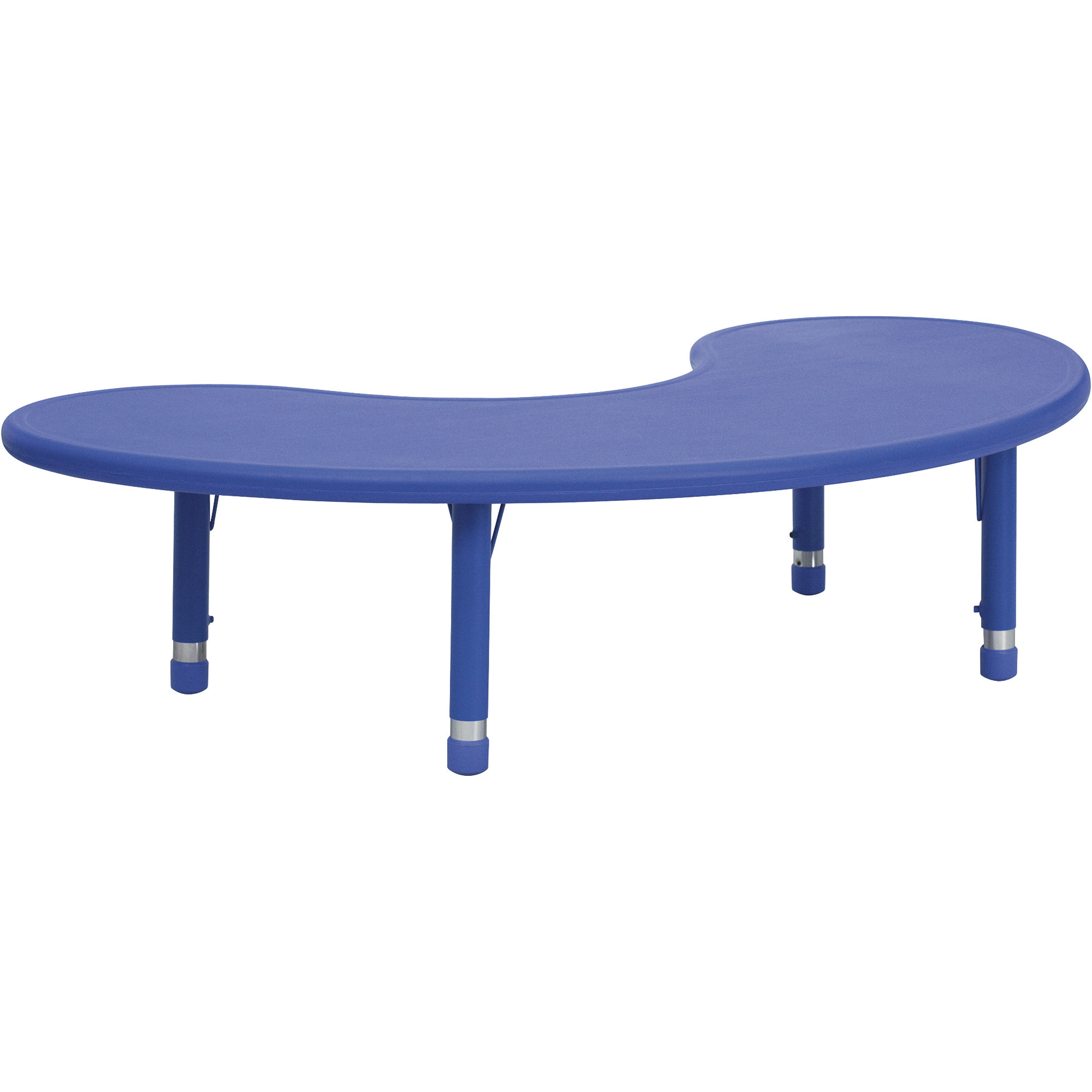 Flash Furniture Half-Moon Activity Table with Height-Adjustable Legs-- Blue, 35in.W x 65in.D x 14.5in.-23.75in.H, Model# YUYCX04MOONTBBL
